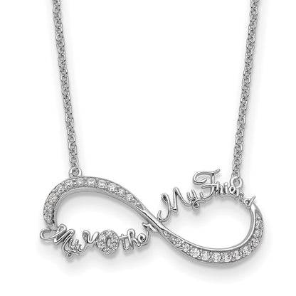 Sentimental Expressions Sterling Silver Rhodium-plated CZ My Mother My Friend 18in Necklace