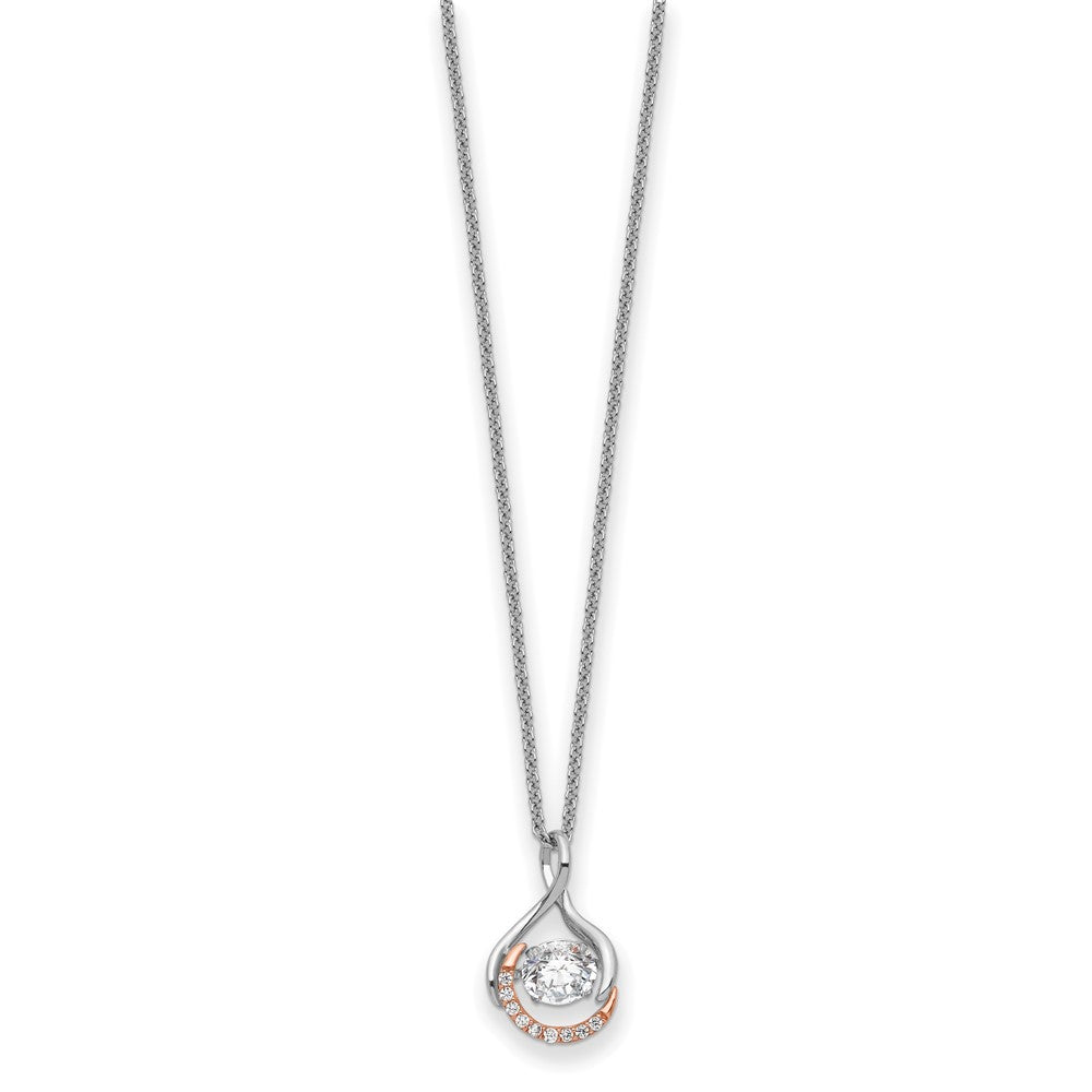 Sentimental Expressions Sterling Silver Rose-tone SS and Rose-Tone Vibrant CZ Warm Embrace 18in Necklace