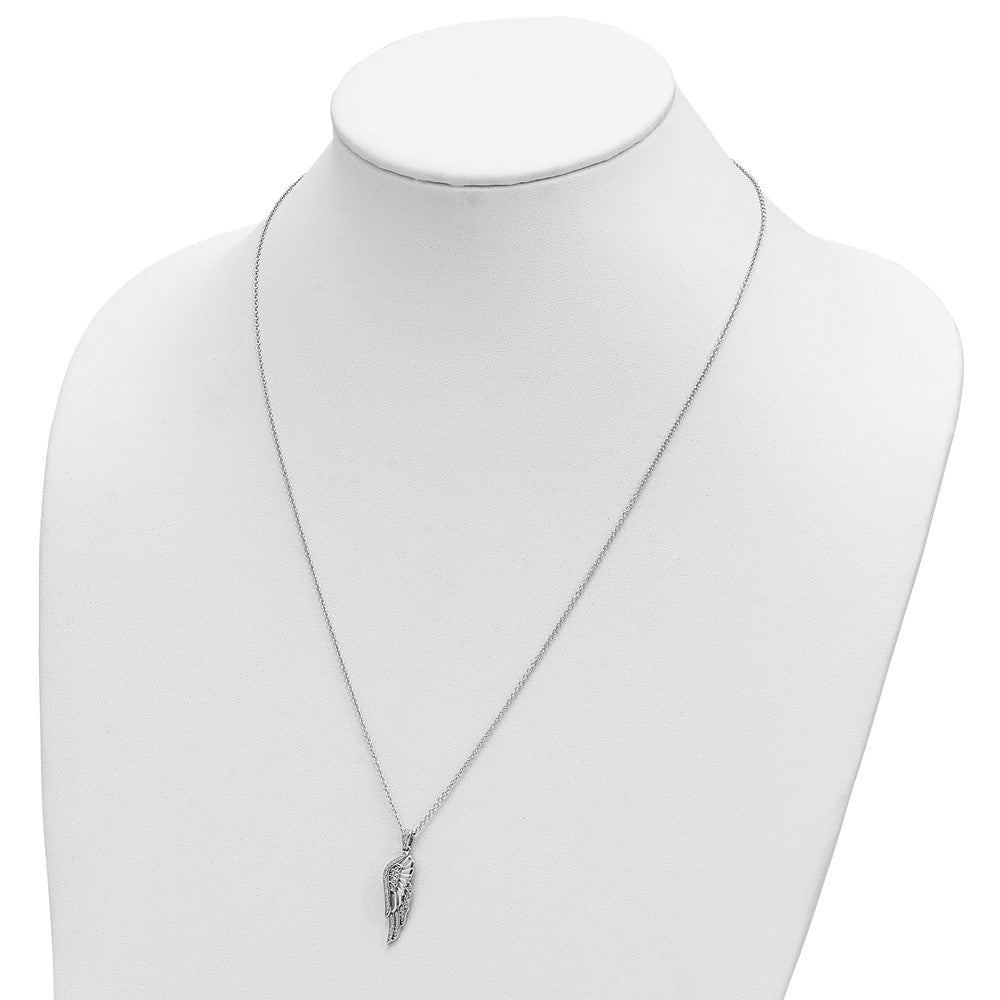 Sentimental Expressions Sterling Silver Rhodium-plated CZ Heaven Sent Wing 22in Necklace