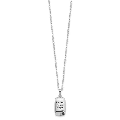 Sentimental Expressions Sterling Silver Rhodium-plated Antiqued Father of an Angel Ash Holder 18 Inch Necklace