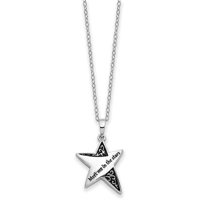 Sentimental Expressions Sterling Silver Rhodium-plated Antiqued Meet Me In The Stars 18 Inch Ash Holder Necklace