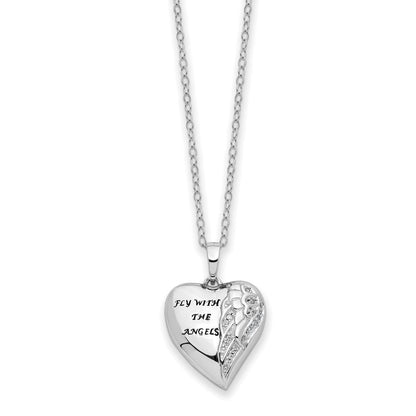 Sentimental Expressions Sterling Silver Rhodium-plated Antiqued CZ Fly With The Angels Ash Holder 18 Inch Necklace