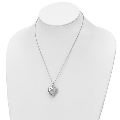 Sentimental Expressions Sterling Silver Rhodium-plated Antiqued CZ Fly With The Angels Ash Holder 18 Inch Necklace