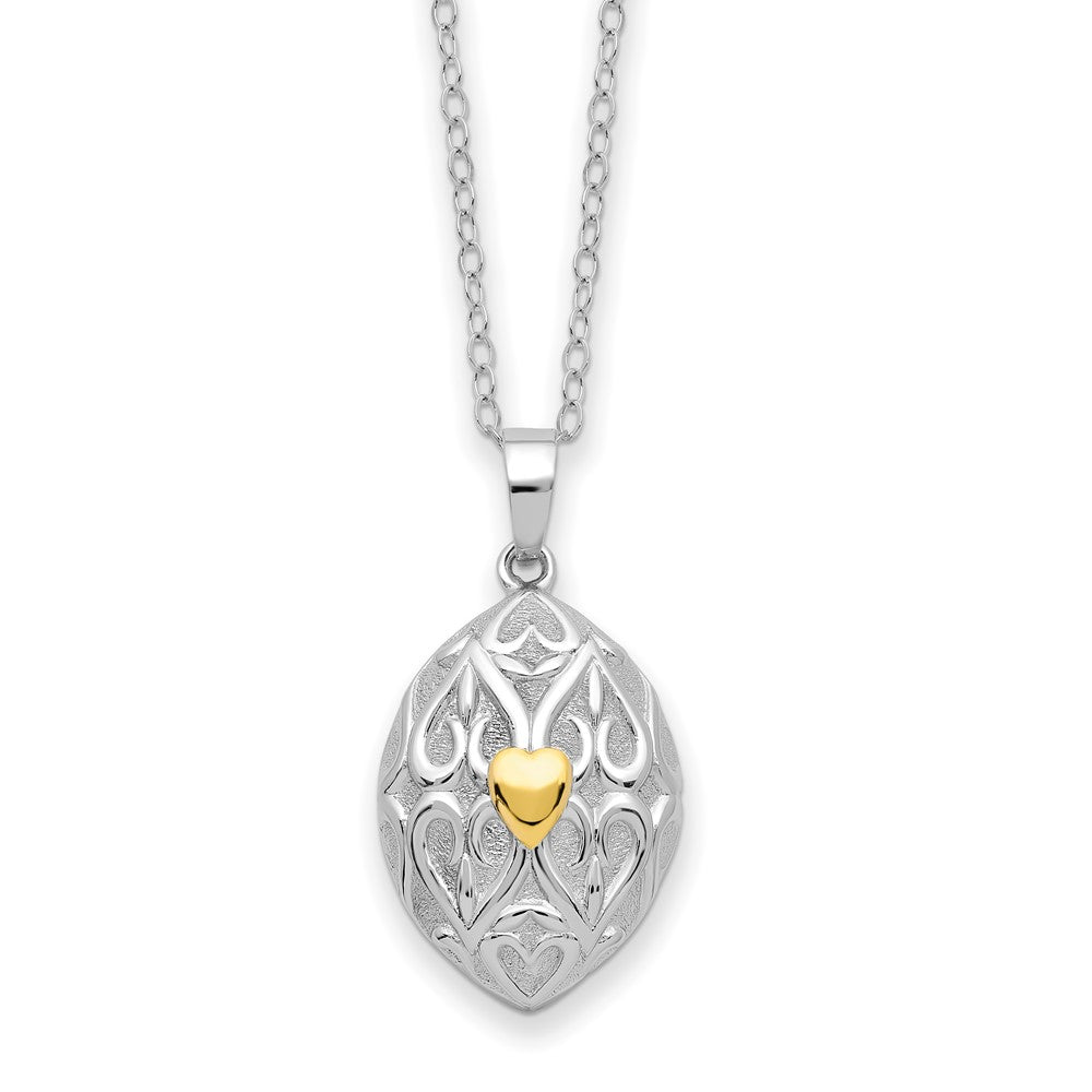 Sentimental Expressions Sterling Silver Rhodium-plated Gold-tone Heart in Egg Shaped Ash Holder 18 Inch Necklace