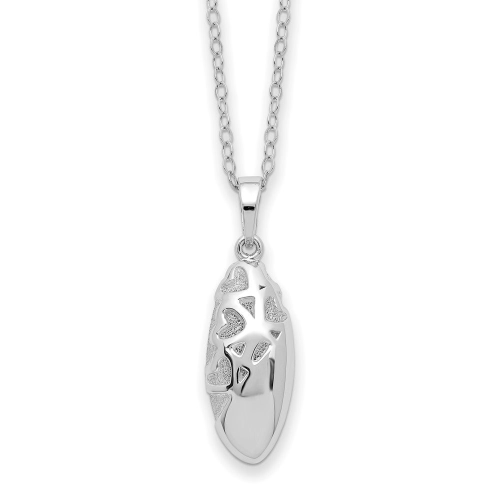 Sentimental Expressions Sterling Silver Rhodium-plated Scrolled Hearts Ash Holder 18 Inch Necklace