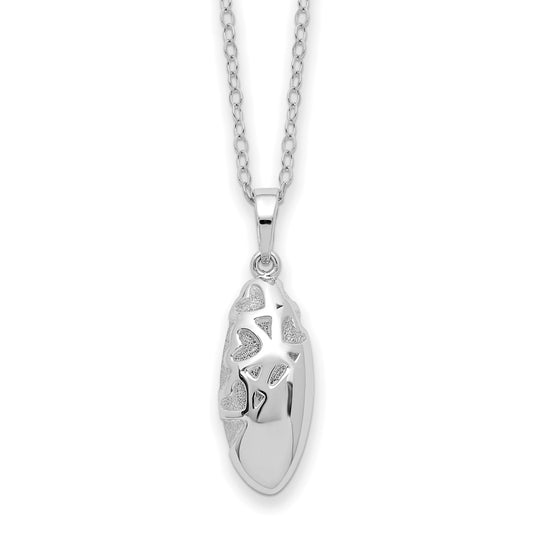 Sentimental Expressions Sterling Silver Rhodium-plated Scrolled Hearts Ash Holder 18 Inch Necklace