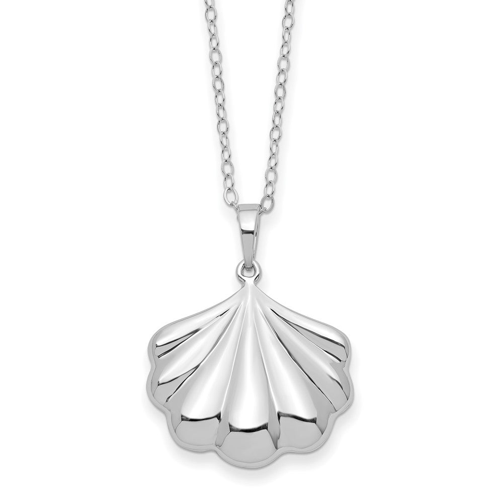 Sentimental Expressions Sterling Silver Rhodium-plated Shell Ash Holder 18 Inch Necklace