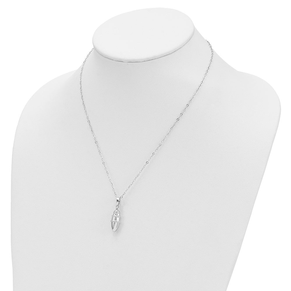 Sentimental Expressions Sterling Silver Rhodium-plated Beaded Bulb Shaped Ash Holder 18 Inch Necklace