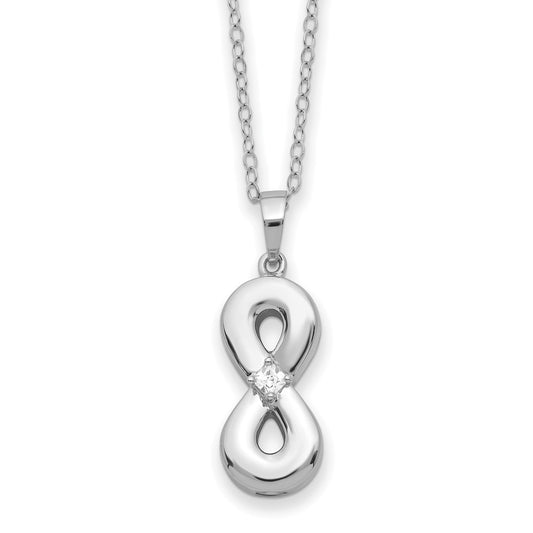 Sentimental Expressions Sterling Silver Rhodium-plated CZ Infinity Ash Holder 18 Inch Necklace