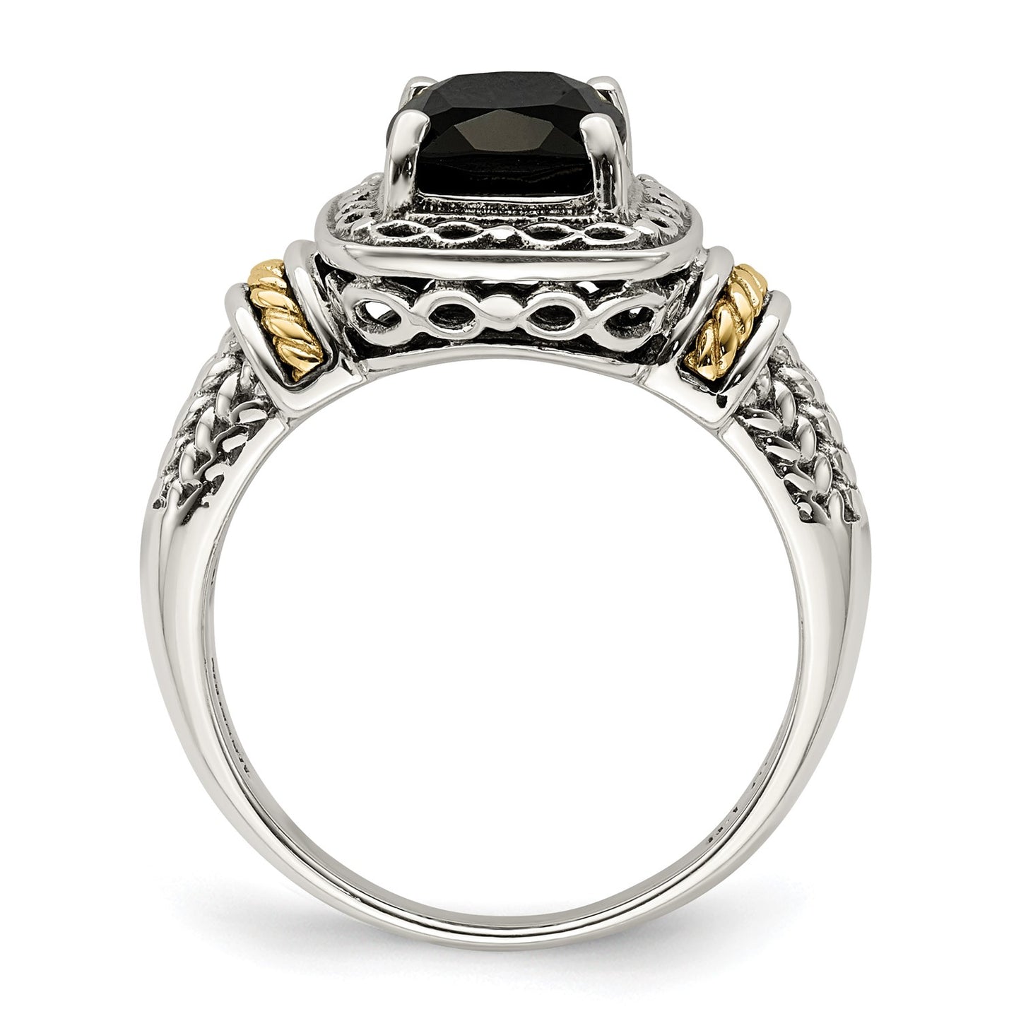 Shey Couture Sterling Silver with 14K Accent Antiqued Black Onyx Ring