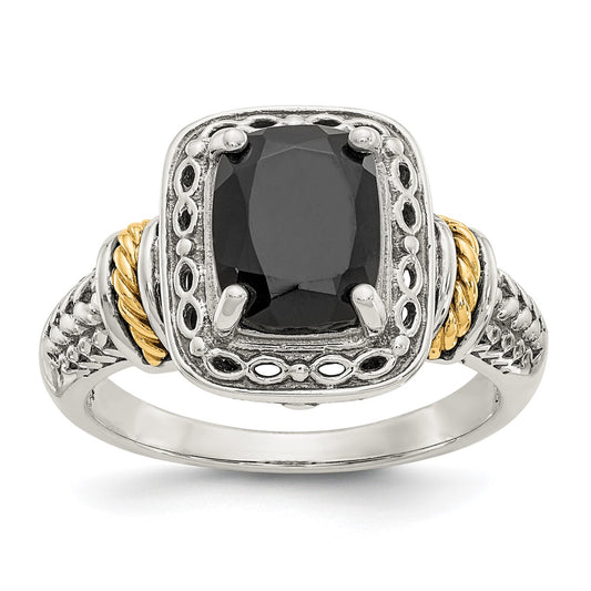 Shey Couture Sterling Silver with 14K Accent Antiqued Black Onyx Ring