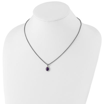 Shey Couture Sterling Silver with 14K Accent 18 Inch Antiqued Amethyst Oval Necklace