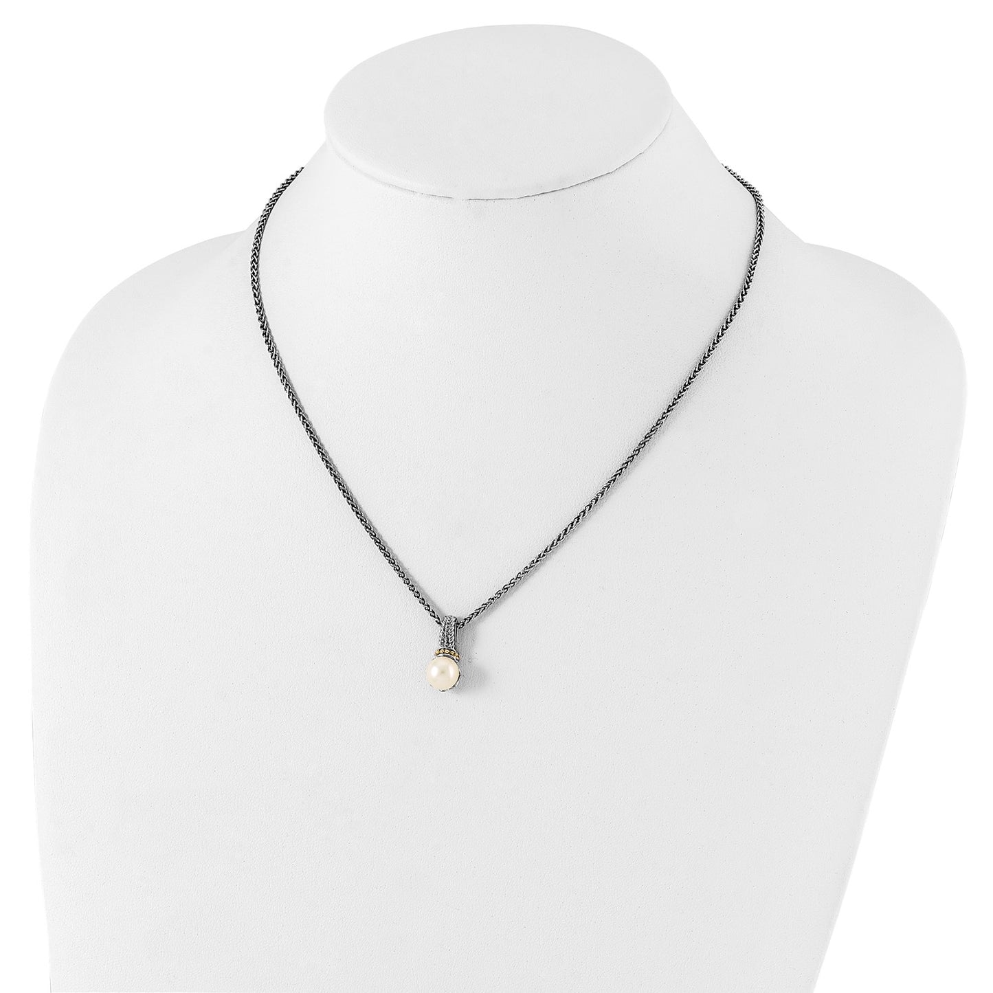 Shey Couture Sterling Silver Rhodium-plated with 14K Accent 18 Inch 8-9mm Freshwater Cultured Pearl Necklace