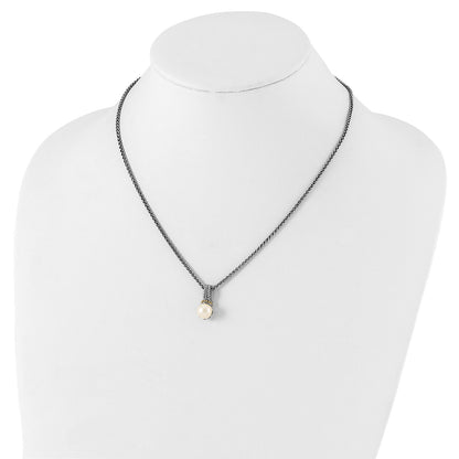 Shey Couture Sterling Silver Rhodium-plated with 14K Accent 18 Inch 8-9mm Freshwater Cultured Pearl Necklace