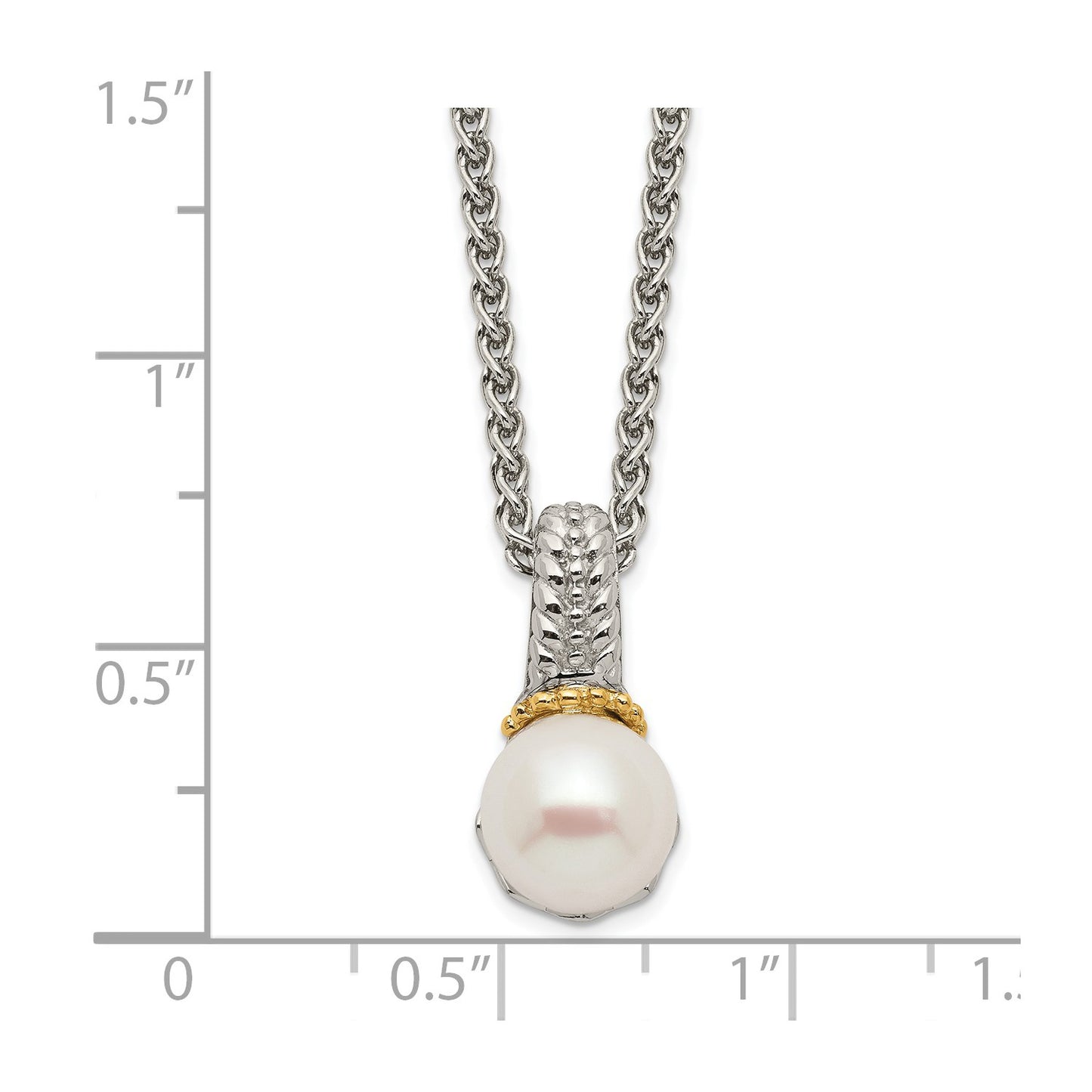 Shey Couture Sterling Silver Rhodium-plated with 14K Accent 18 Inch 8-9mm Freshwater Cultured Pearl Necklace