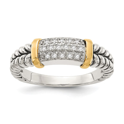 Shey Couture Sterling Silver with 14K Accent Antiqued Diamond Ring