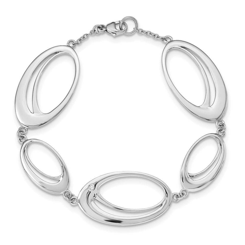 White Ice Sterling Silver Rhodium-plated Diamond 7 Inch Fancy Ovals Bracelet