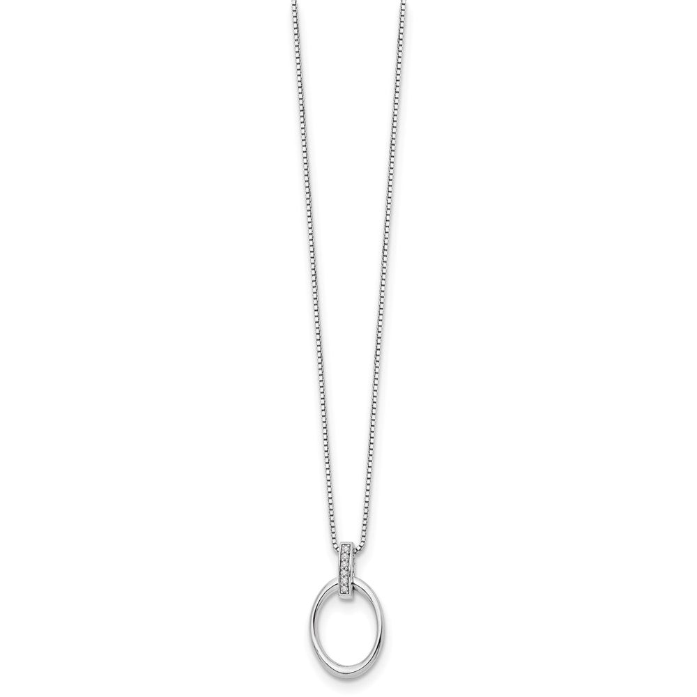 White Ice Sterling Silver Rhodium-plated 18 Inch Diamond Open Oval Necklace with 2 Inch Extender