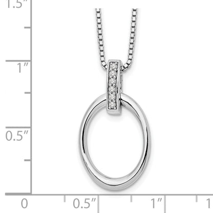 White Ice Sterling Silver Rhodium-plated 18 Inch Diamond Open Oval Necklace with 2 Inch Extender