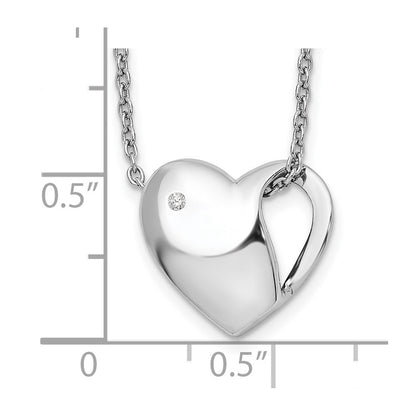 White Ice Sterling Silver Rhodium-plated 18 Inch Diamond Heart Necklace with 2 Inch Extender