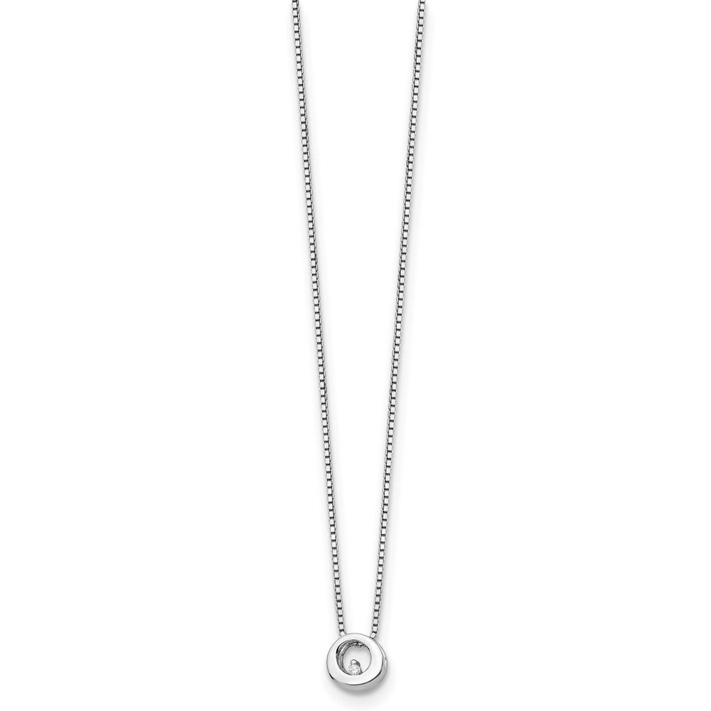 White Ice Sterling Silver Rhodium-plated 18 Inch Diamond Open Circle Necklace with 2 Inch Extender