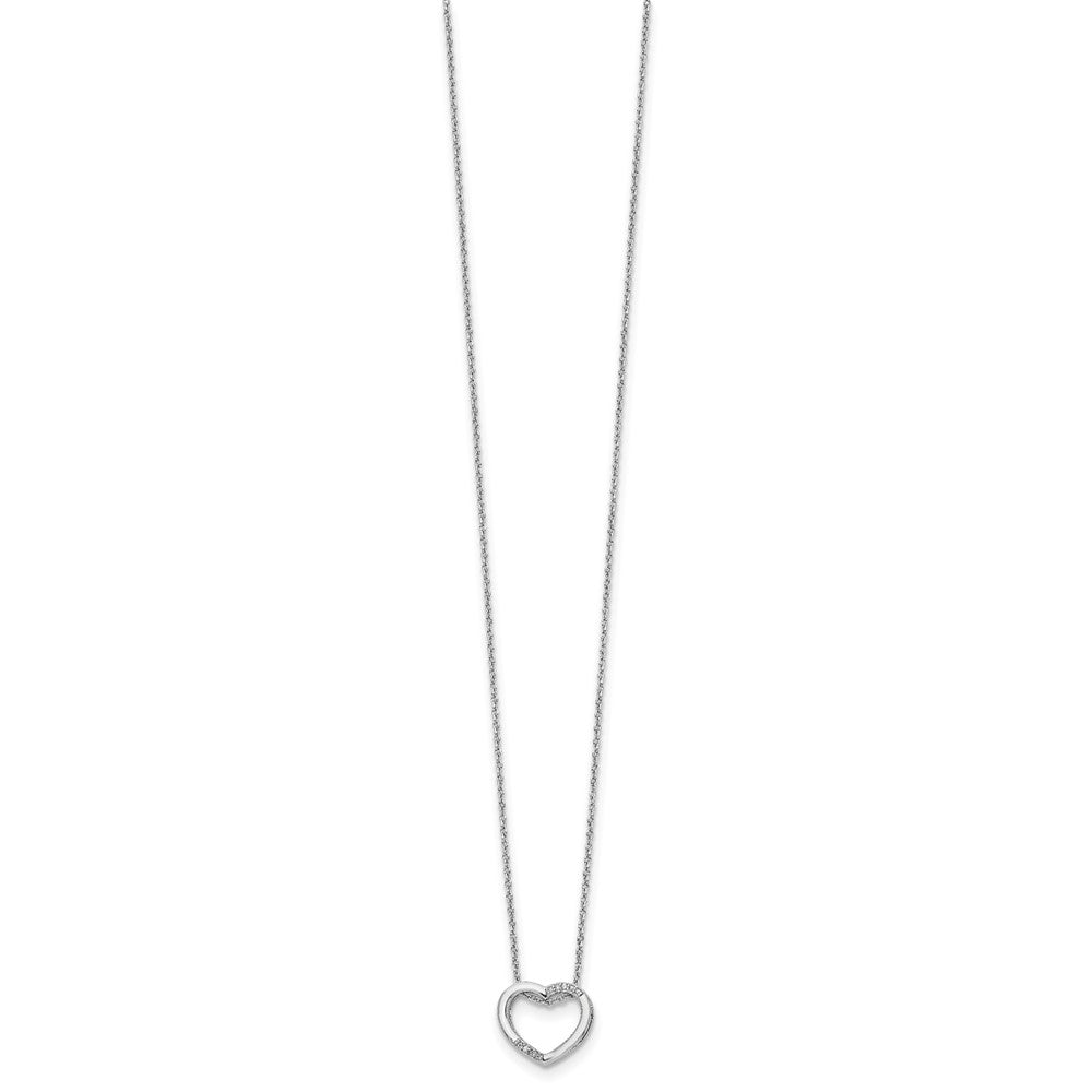 White Ice Sterling Silver Rhodium-plated 18 Inch Diamond Open Heart Necklace with 2 Inch Extender