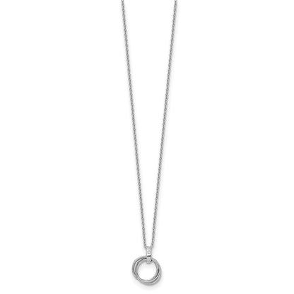 White Ice Sterling Silver Rhodium-plated 18 Inch Diamond Three Ring Necklace with 2 Inch Extender