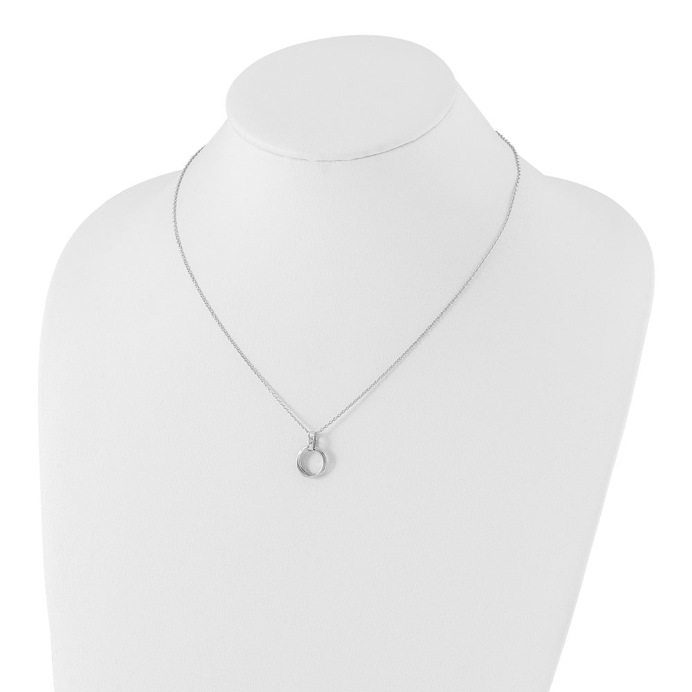 White Ice Sterling Silver Rhodium-plated 18 Inch Diamond Three Ring Necklace with 2 Inch Extender