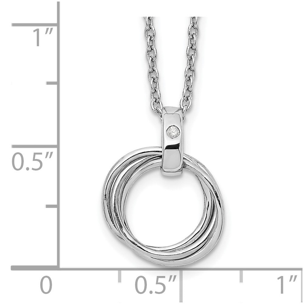 White Ice Sterling Silver Rhodium-plated 18 Inch Diamond Three Ring Necklace with 2 Inch Extender