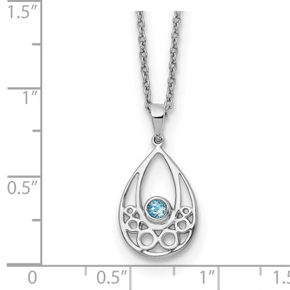 White Ice Sterling Silver Rhodium-plated 18 Inch Blue Topaz Necklace with 2 Inch Extender