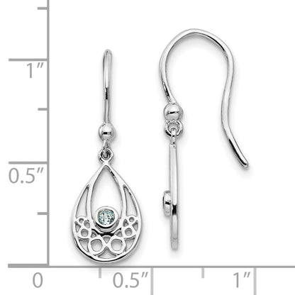 White Ice Sterling Silver Rhodium-plated with Blue Topaz Shepherd Hook Dangle Earrings