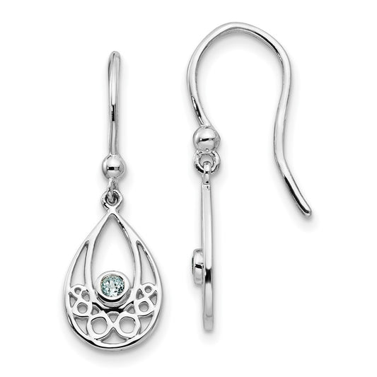 White Ice Sterling Silver Rhodium-plated with Blue Topaz Shepherd Hook Dangle Earrings