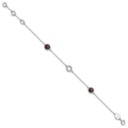 White Ice Sterling Silver Rhodium-plated 6.25 inch Diamond and Garnet Bracelet plus 1inch extender