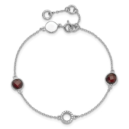 White Ice Sterling Silver Rhodium-plated 6.25 inch Diamond and Garnet Bracelet plus 1inch extender