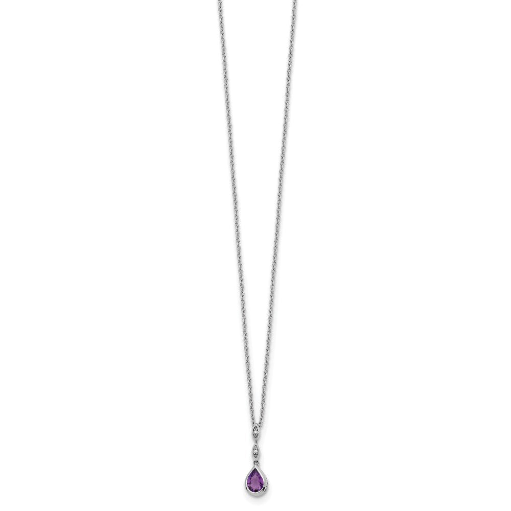 White Ice Sterling Silver Rhodium-plated Diamond and Teardrop Amethyst 18 inch Neckalce with 2 inch Extender