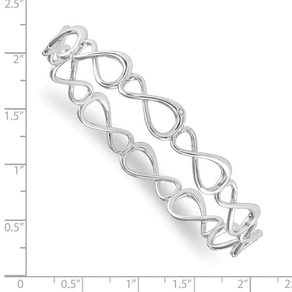 DSS Sterling Silver Rhodium-plated Diamond Infinity Symbol Bangle