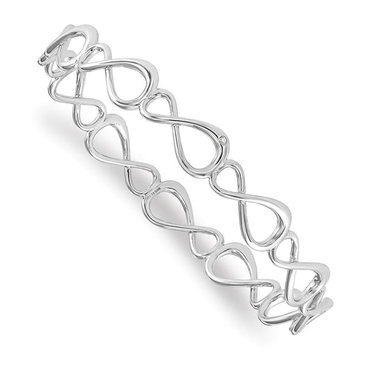 DSS Sterling Silver Rhodium-plated Diamond Infinity Symbol Bangle