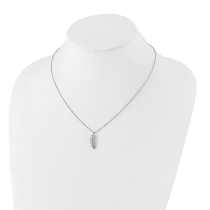 White Ice Sterling Silver Rhodium-plated 18 Inch Diamond Feather Necklace with 2 Inch Extender