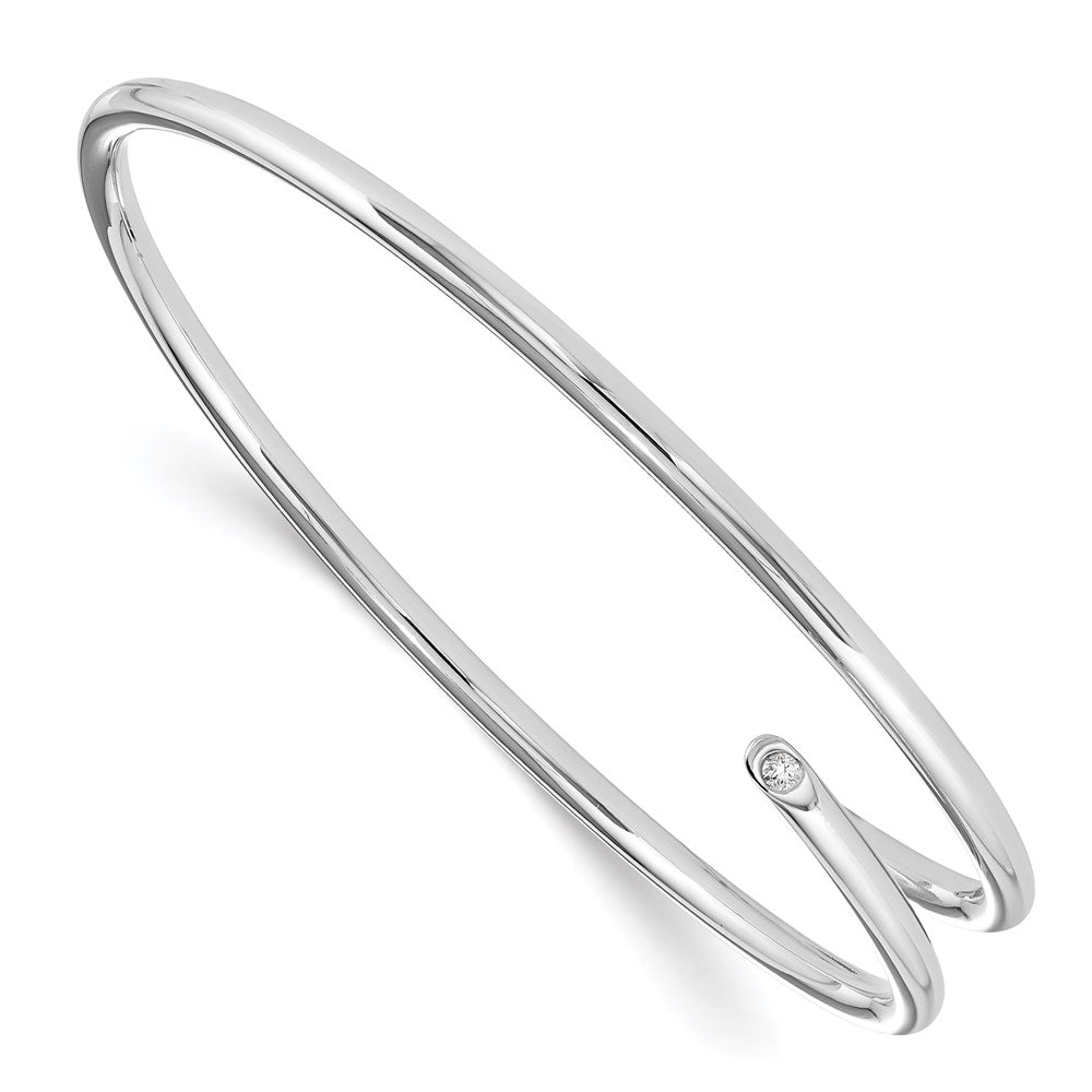 DSS Sterling Silver Rhodium-plated Diamond Bangle