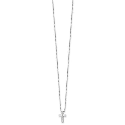 White Ice Sterling Silver Rhodium-plated 18 Inch Diamond Cross Slide Pendant Necklace with 2 Inch Extender