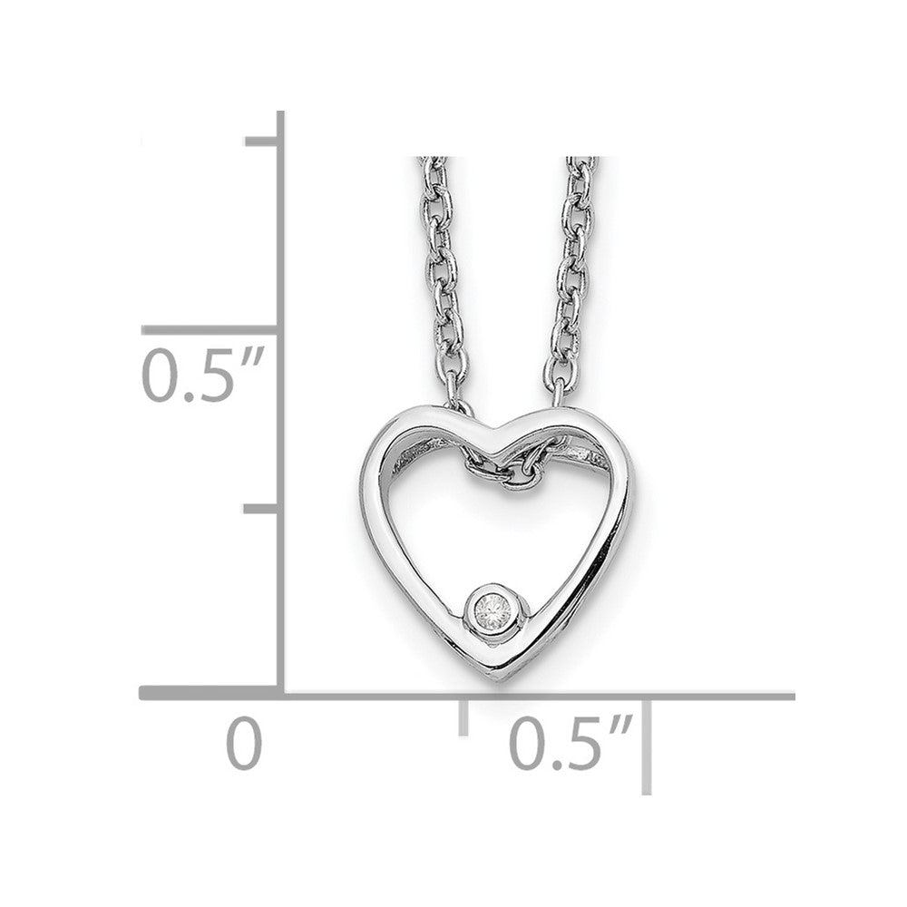 White Ice Sterling Silver Rhodium-plated 18 Inch Diamond Open Heart Necklace with 2 Inch Extender