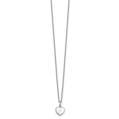 White Ice Sterling Silver Rhodium-plated 18 Inch Diamond Heart Necklace with 2 Inch Extender