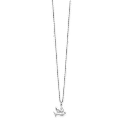 White Ice Sterling Silver Rhodium-plated 18 Inch Diamond Dove Necklace with 2 Inch Extender