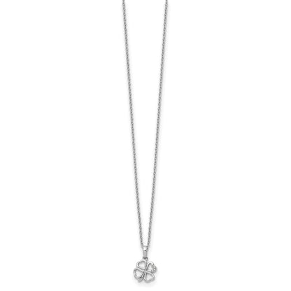 White Ice Sterling Silver Rhodium-plated 18 Inch Diamond Clover Necklace with 2 Inch Extender