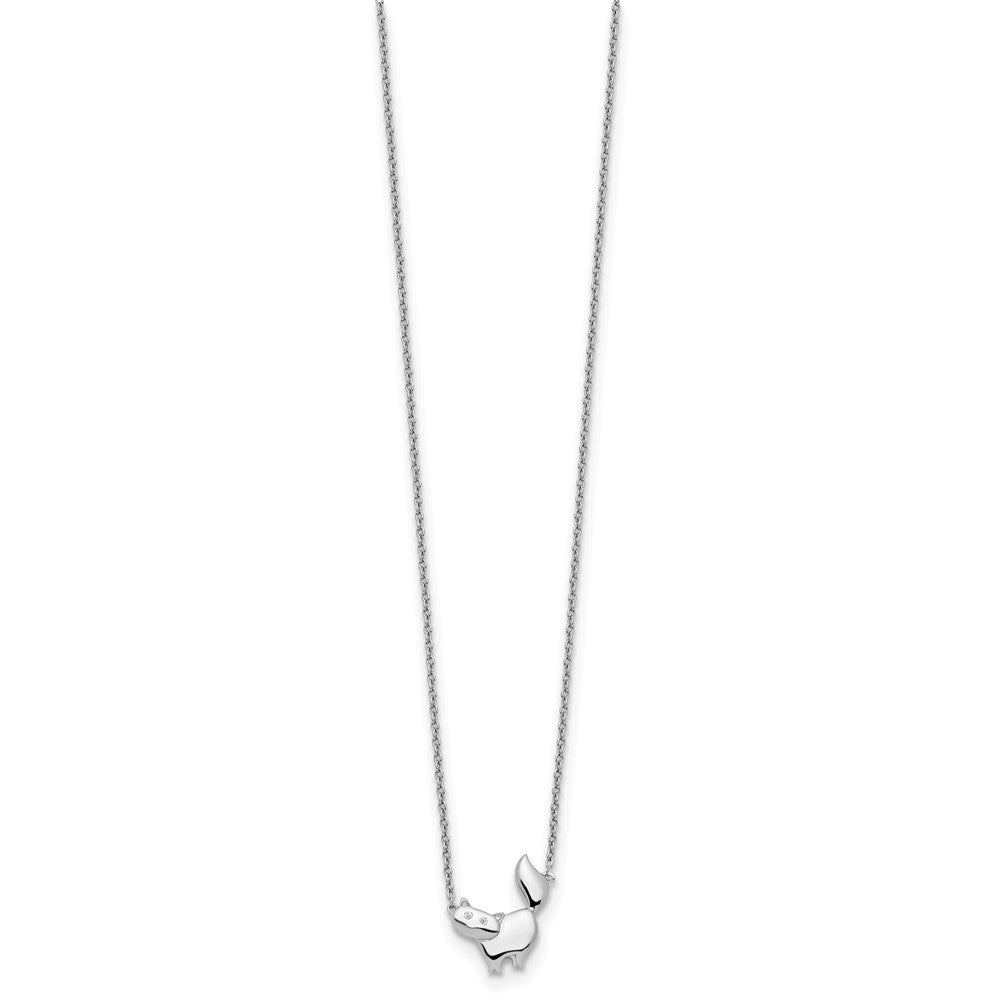 White Ice Sterling Silver Rhodium-plated 18 Inch Diamond Cat Necklace