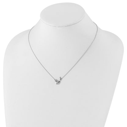 White Ice Sterling Silver Rhodium-plated 18 Inch Diamond Cat Necklace