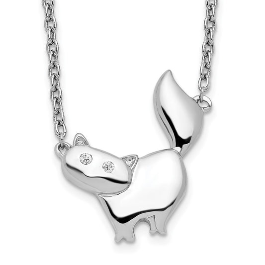 White Ice Sterling Silver Rhodium-plated 18 Inch Diamond Cat Necklace