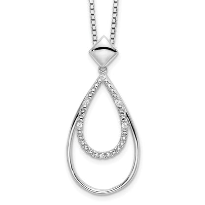 White Ice Sterling Silver Rhodium-plated 18 Inch Diamond Fancy Teardrop Necklace with 2 Inch Extender