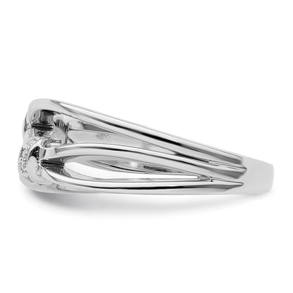 White Ice Sterling Silver Rhodium-plated Diamond Criss Cross Ring