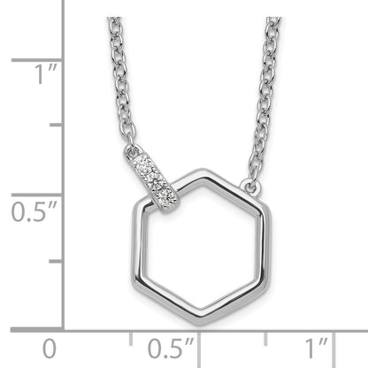 White Ice Sterling Silver Rhodium-plated 18 Inch Diamond Hexagon Necklace